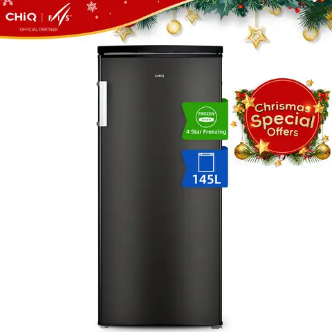 CHiQ FSD140D4EU Freestanding 145l Upright Freezer 145L, Reversible Doors, Black, E Rated