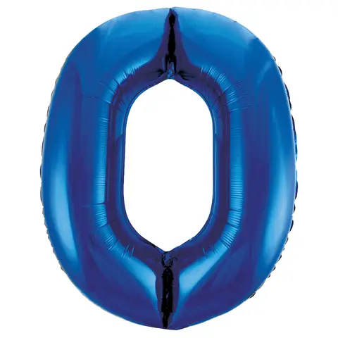 Unique Party Giant Number 0 Balloon, Blue, 86cm