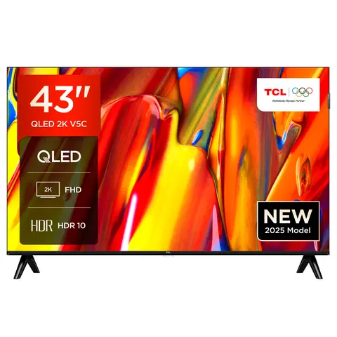 TCL 43V5C 43 Zoll Full HD Smart QLED Direct LED TV mit Android TV & HDR, kompatibel mit Google Cast & Google Home, schlichtes Design