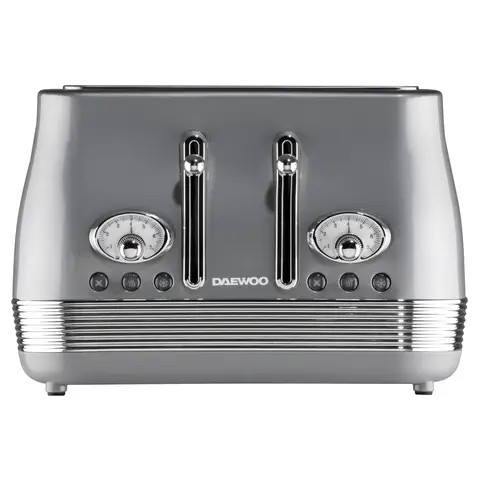 DAEWOO Denver 4 Slice Retro Toaster, Wide Slots, Smoked Grey - SDA2748GE