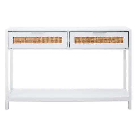 Interiors by Premier Console Table 2 Drawers Sherman White/Rattan