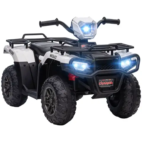 HOMCOM 12V Electric Car for Kids, Battery Powered Quad Bike, Ride-On ATV Car w/ Forward, Reverse Functions, Music, LED Lights