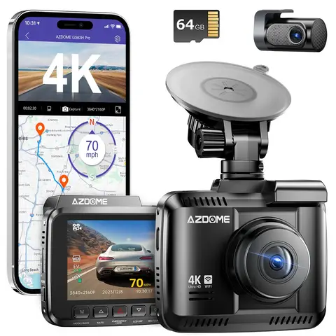 AZDOME GS63H Pro Dashcam Front Rear 4K GPS WiFi Dash Cam Car with Starvis