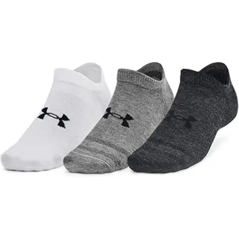 Under Armour Essential Unisex 3-Pack No-Show Socks - Castlerock/White/Black