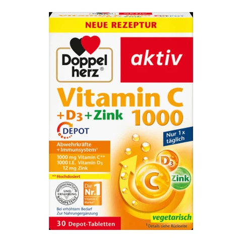 Doppelherz Vitamin C 1000 + D3 + Zink DEPOT 30 Stück
