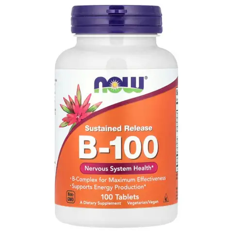 NOW Foods Vitamin B Complex Energy Metabolism Sustained Release Tablets - 100 Tablets