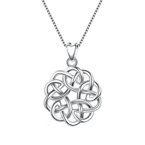 Ever Faith Women's 925 Sterling Silver Vintage Good Luck Round Shape Celtic Knot Pendant Necklace