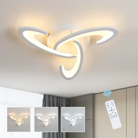 Goeco LED Ceiling Light, 30W Dimmable LED Ceiling Light with Remote Control, White Modern LED Ceiling Light Suitable for Kitchen, Bedroom, Living Room, Balcony, Corridor, 3000K-6500K