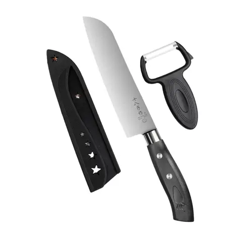 Set de Couteaux et Épluche-Melon Polyvalent SHIBAZIZUO (Couteau Polyvalent + Épluche-Melon + Étui de Couteau) – Ensemble d’Outils de Cuisine pour Couper et Éplucher les Légumes