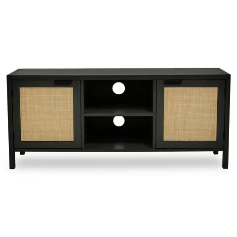 Interiors by Premier TV Unit Sherman Black/Rattan L:120cm