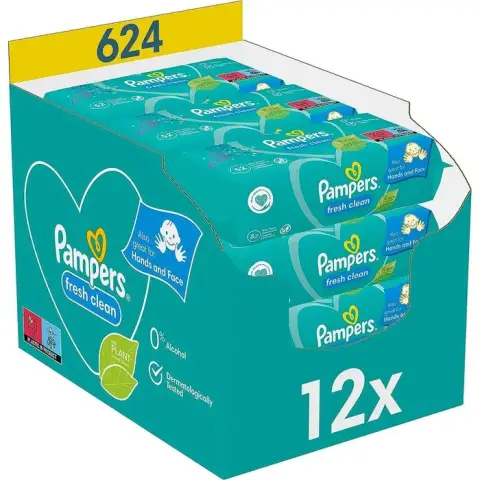 Pampers Fresh Clean Baby-Feuchttücher, 12 Packungen, 624 Tücher
