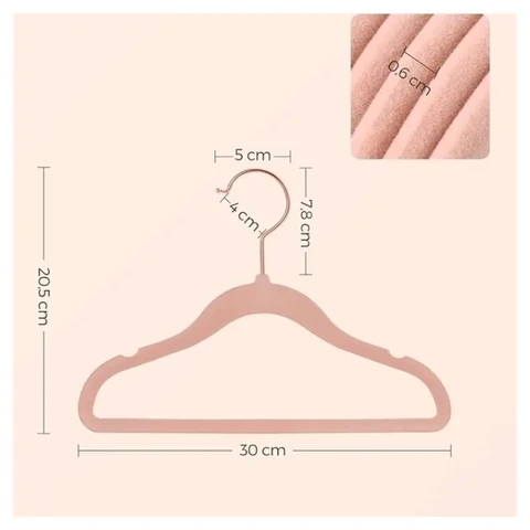 SONGMICS Set of 50 Children's Clothes Hangers with Rose Gold Hooks, Hangers for Children's Clothes