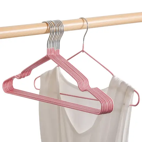 20 Pack Premium Rubber Coated Metal Hangers, Non-Slip, Space Efficient, Red Finish for Shirts & Delicates