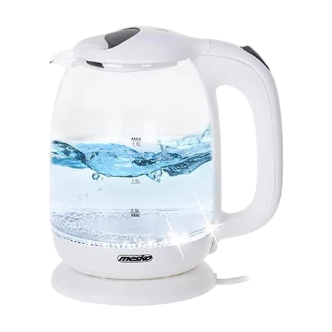 Mesko MS 1302w 1,7L kabelloser Glaswasserkocher, 2200W mit LED-Beleuchtung & 360° drehbarer Basis