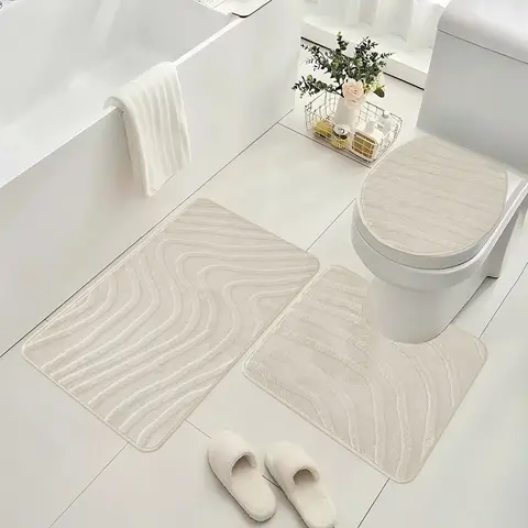 Shell Pattern Bathroom Mat - Non-Slip Coastal Decor Bath Rug