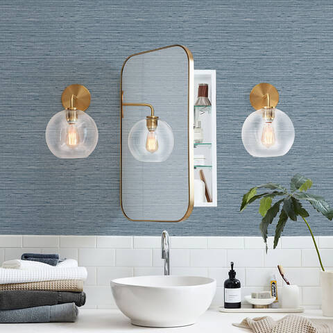 Murgall Woven Grass Peel and Stick Wallpaper Blue 44x508cm 1 Roll