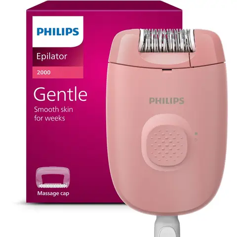Philips Series 2000 Epilator met massagekapje- langdurig haarvrij - Peach - Met snoer - BRE227/00