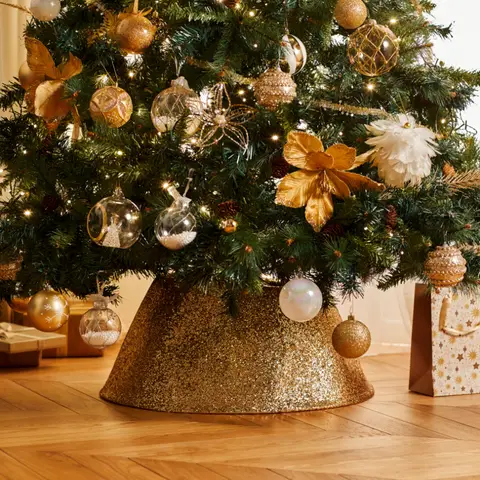 Feeric Goudglitter kerstboomrok, 56cm