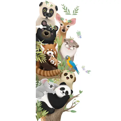 Super Cute Animals Tree Panda Koala Otter Deer Bear Monkey Peel and Stick Wall Sticker,pandas