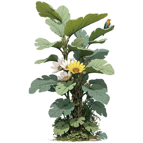 Green Tropical Assorted Leaves Decals Removable PVC Wall Stickers - Living Room Bedroom Office Home Decorations,Palm trees