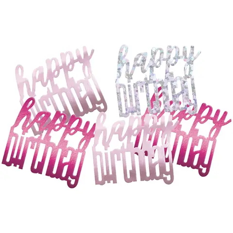 Unique Party Unique Glitz Pink Happy Birthday Confetti, 14g, 1 pack