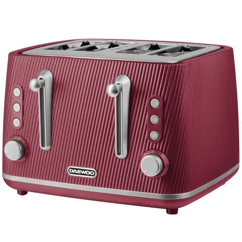 DAEWOO Cascade 4 Slice Toaster, Textured, Wide Slots, Ruby Red - SDA2781GE