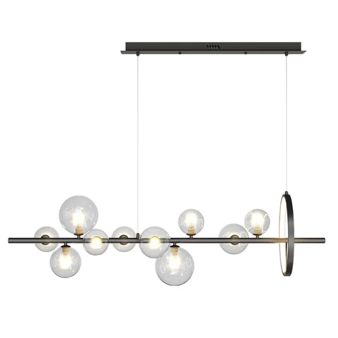 Homary Modern 10-Light Black Kitchen Island Pendant Light with Glass Globe Shade