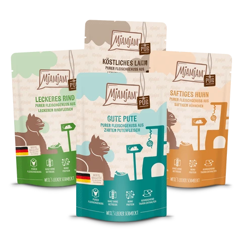 MjAMjAM Probierpaket Purer Fleischgenuss (Pute/Lamm/Huhn/Rind) 12x 125 g