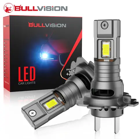 Bullvision H7 Fog Light Bulbs, 12000LM 6000K Cool White, 1:1 Mini Size,  H7 Bulb with Cooling Fan, Pack of 2