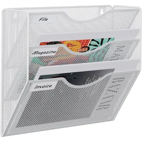 3 Tier A4 Mesh Wall Pocket File Holder,White