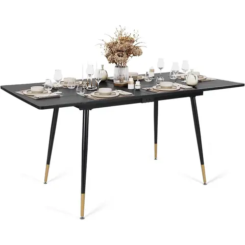 MEUBLES COSY Table à Manger Extensible avec Structure Métallique Noir