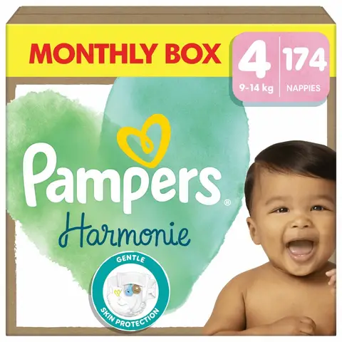 Pampers Harmonie Luiers Maat 4, 174 Luiers, 9kg-14kg