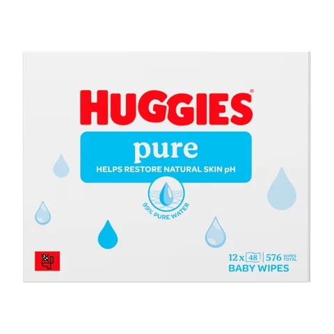 Huggies Pure Baby Wipes 12 x 48 Pack