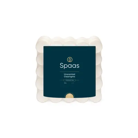 Spaas Clear Tealights 6h Burn Time Unscented White 50pcs