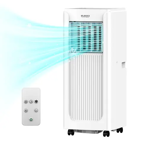 ELECCI 4-In-1 Mobile Air Conditioner 1.8 kW, Cooling/Dehumidifier/Fan/Sleep Mode, Energy Class A, R290 Refrigerant, Adjustable 16–30°C, Remote Control & 24h Timer, Washable Filter, Auto Defrost, Window Kit Included