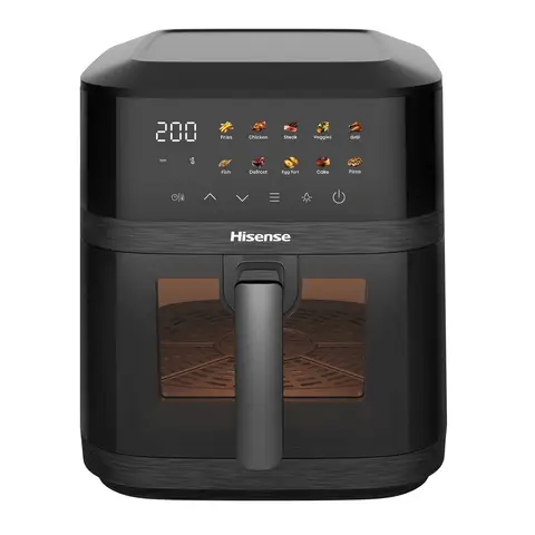 Hisense 6.3L Air Fryer - Black, 1800W,  Energy-Saving, Colour Touch Display, Cooker with 10 Cooking Functions, HAF1800DCDUK