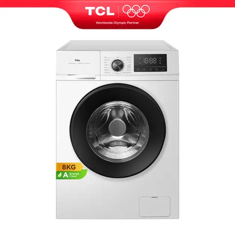 TCL Front-Load Washing Machine, 8kg, 1400RPM, A Energy Class, Quick Wash, Child Lock, Sound Off
