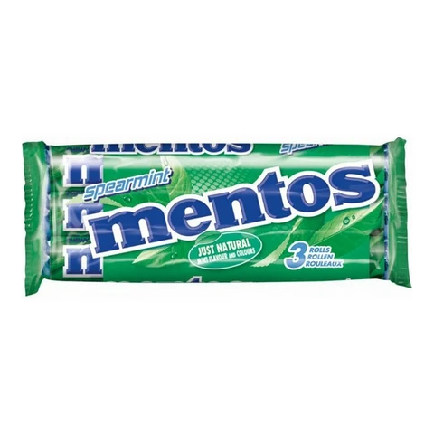 Mentos Spearmint Kaubonbon-Rollen 3x38g