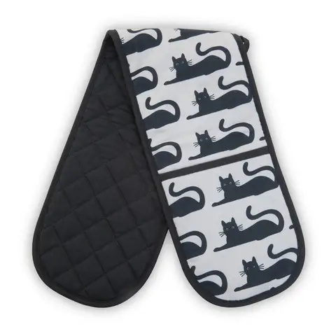 Maison by Premier Double Oven Glove Black Cat Black/White