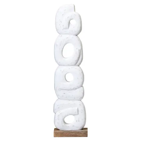 Fidel Rustic White Mango Wood Ring Sculpture