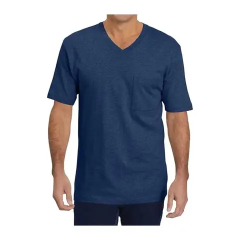 Men's Short Sleeve Pocket T-Shirts Casual Summer Cotton V Neck Tee Tops (darkblue, XXL)