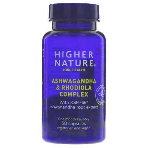 HIGHER NATURE - Ashwagandha & Rhodiola Complex - With Vitamin C & Holy Basil - 30 CAPS