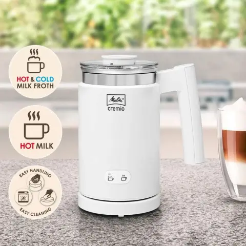 Melitta Milchaufschäumer für kalte und warme Milch, antihaftbeschichteter Behälter, CREMIO [Energieklasse A]