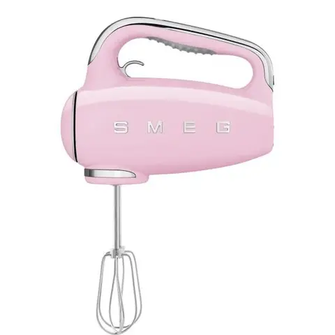 Smeg, HMF01PKEU Electric Mixer, 9 -Geschwindigkeitsniveaus, Turbofunktion, glattes Start -Start -up -System, 4 Peitschen, 2 Ganci -Mixer und umhüllt, 250W, Rose