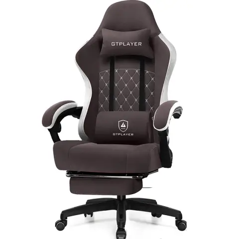 GTPLAYER LR002 Fabric Gaming Chair with Footrest Brown
