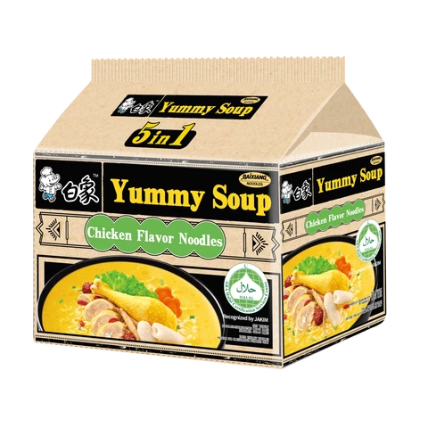 Baixiang Délicieuse Soupe Halal de Nouilles au Poulet Vieille 96g*5