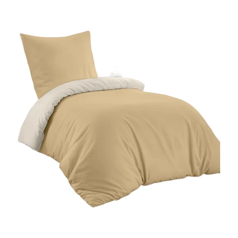 MENDALE Housse de couette  - Ensemble de literie de qualité supérieure - Housse de couette 140*200 cm avec taie d'oreiller 65*65 cm - Microfibre douce brossée - Blanc cassé et kaki