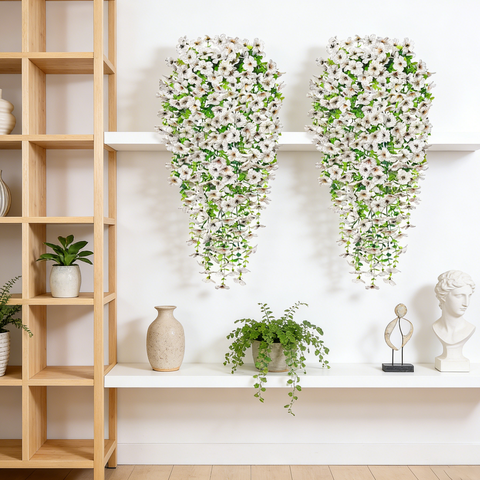 4Pcs 29.5in/75cmArtificial  Flowers for Outdoors,Fake Plant Spring Summer Decor, No Fade Faux Flower for Front Door Porch Planter Patio Yard Garden(white)