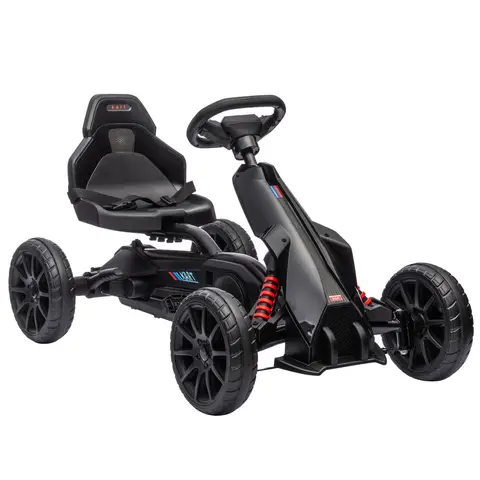 HOMCOM Pedal Go Kart, Kids Ride On Race Car with Adjustable Seat, Swing Axle, Shock Absorption EVA Tyres, Handbrake Black
