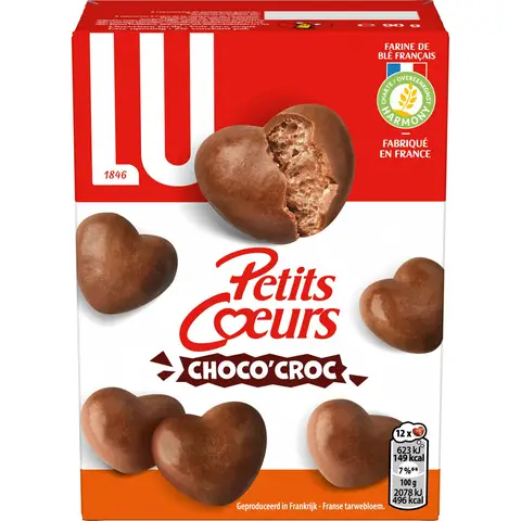 LU PETIT COEUR  Biscuits enrobés de chocolat au lait Choco'Croc  90g